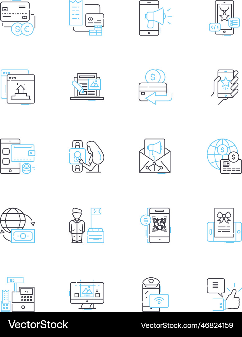 Sales analysis linear icons set salesforce Vector Image