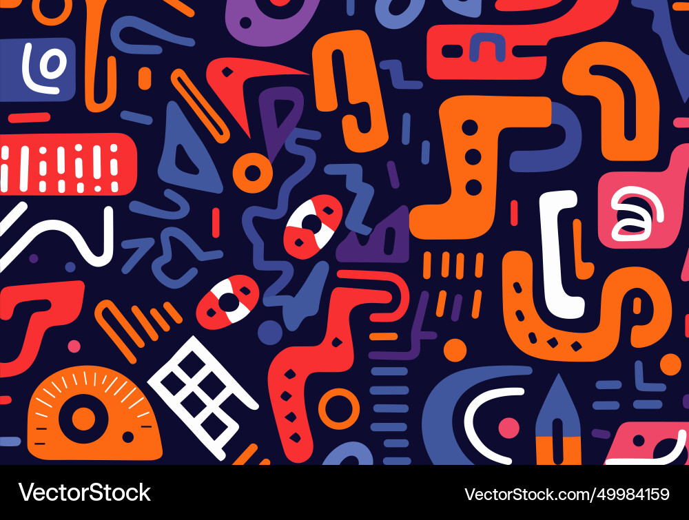 Seamless pattern with abstract shapes and dots Vector Image