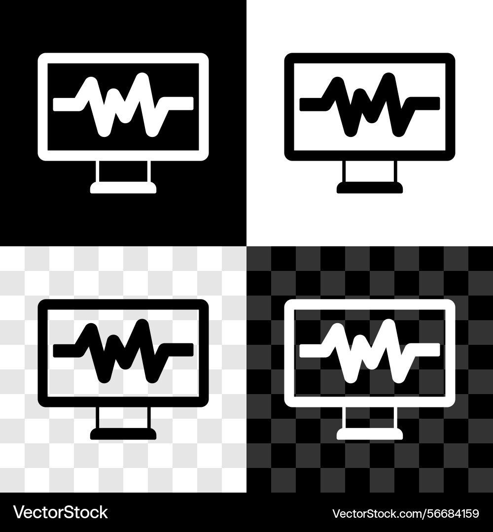 Set computer monitor with cardiogram icon Set computer monitor with cardiogram icon vector image