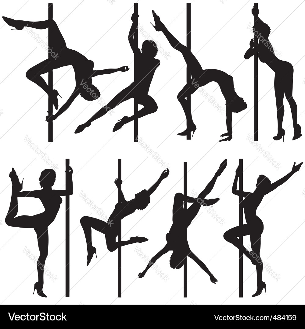 Silhouetted Dancer Pole Vector Image