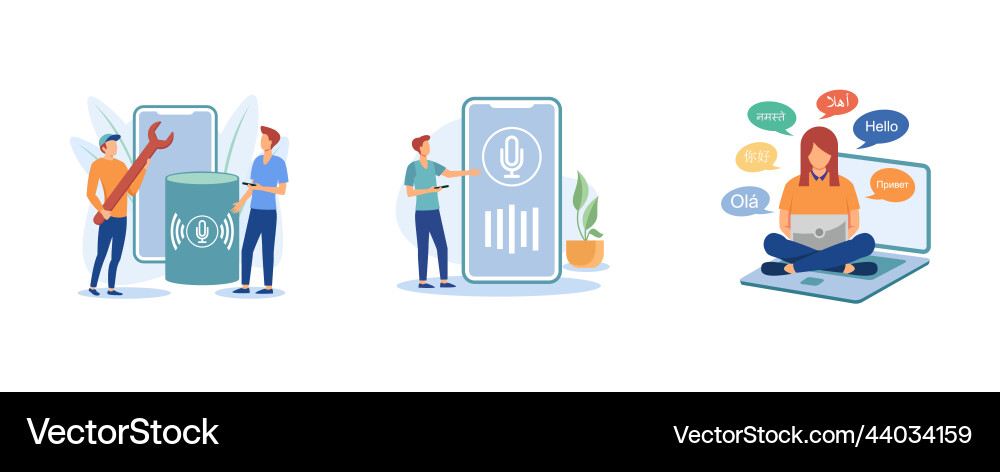 Voice assistant smart speaker apps development Voice assistant smart speaker apps development vector image