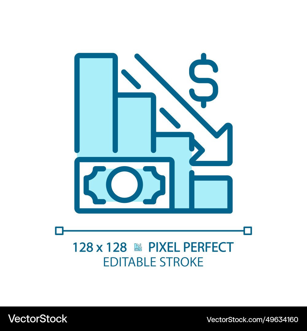 2d thin line pixel perfect simple blue economic 2d thin line pixel perfect simple blue economic vector image