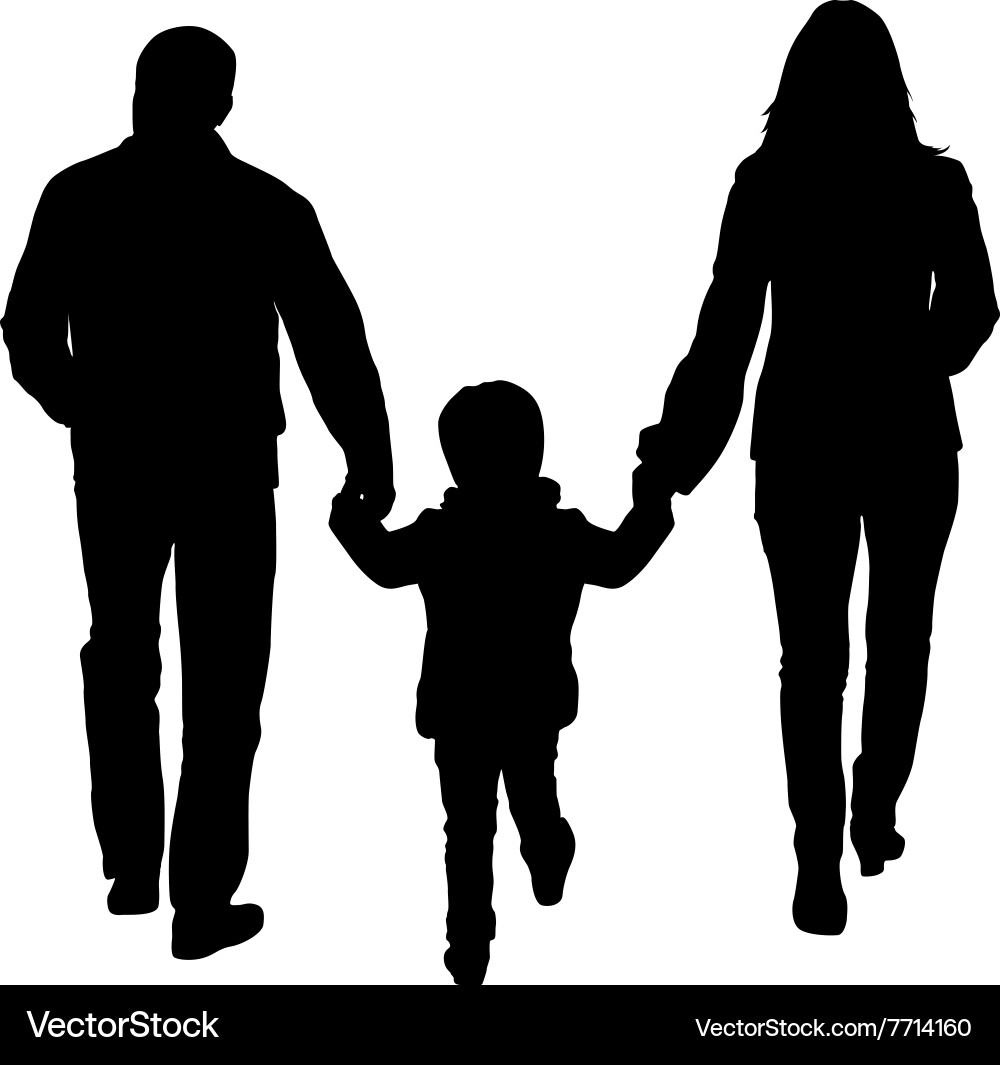 Black silhouettes family on white background Vector Image