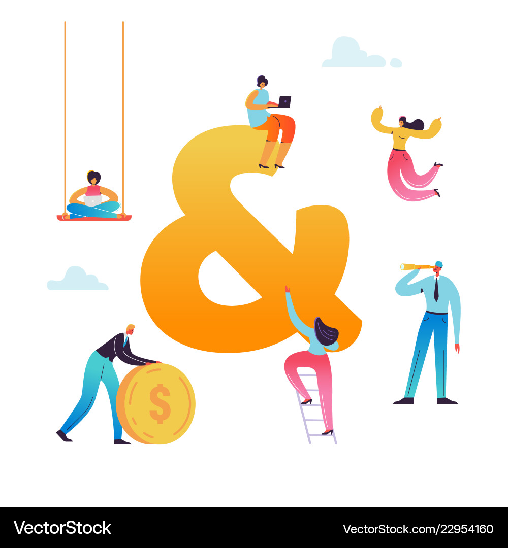 Business character working together ampersand sign Vector Image