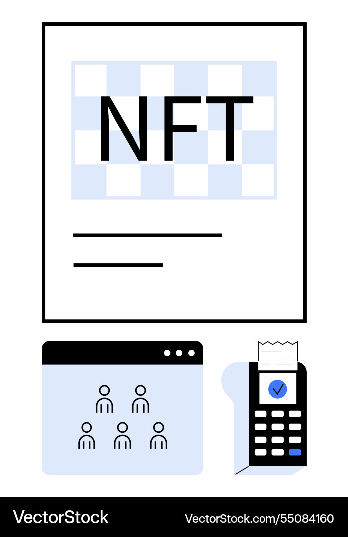 Digital nft certificate with blockchain interface Digital nft certificate with blockchain interface vector image