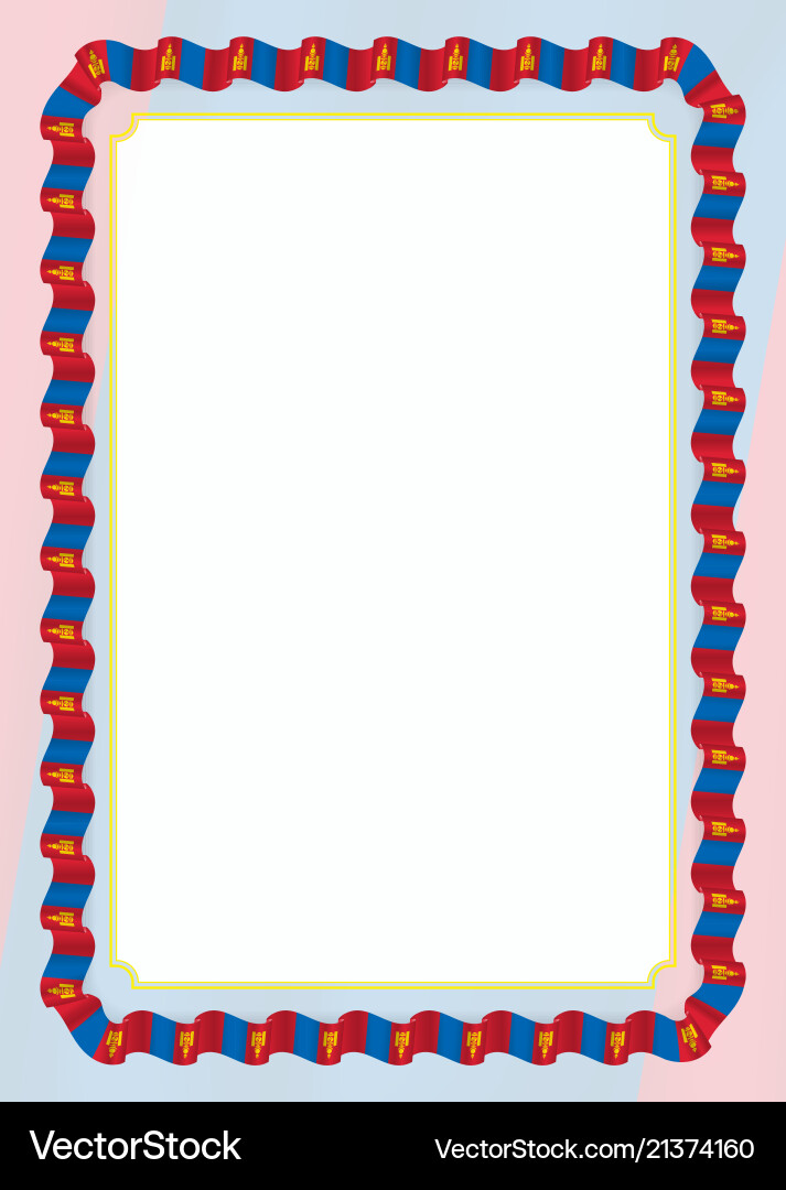 Frame and border of ribbon with mongolia flag Frame and border of ribbon with mongolia flag Vector Image