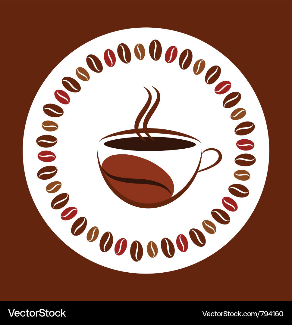 Hot Coffee with Coffee Bean Frame Vector Image