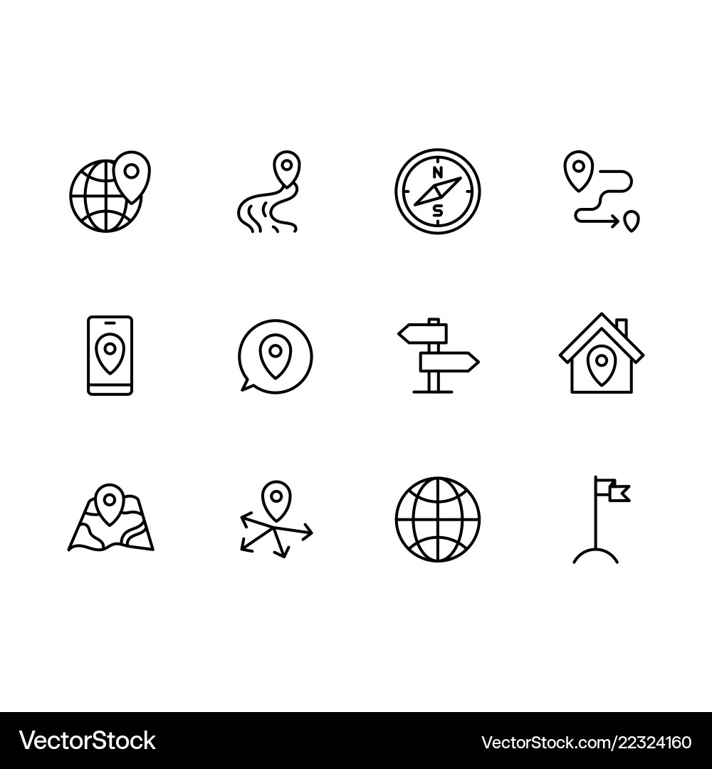 Map Navigation Icons - Travel Route vector image