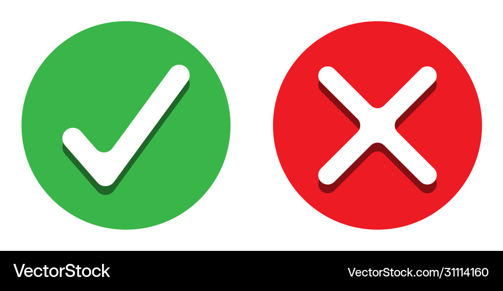 Plain icon showing yes or no color Plain icon showing yes or no color vector image
