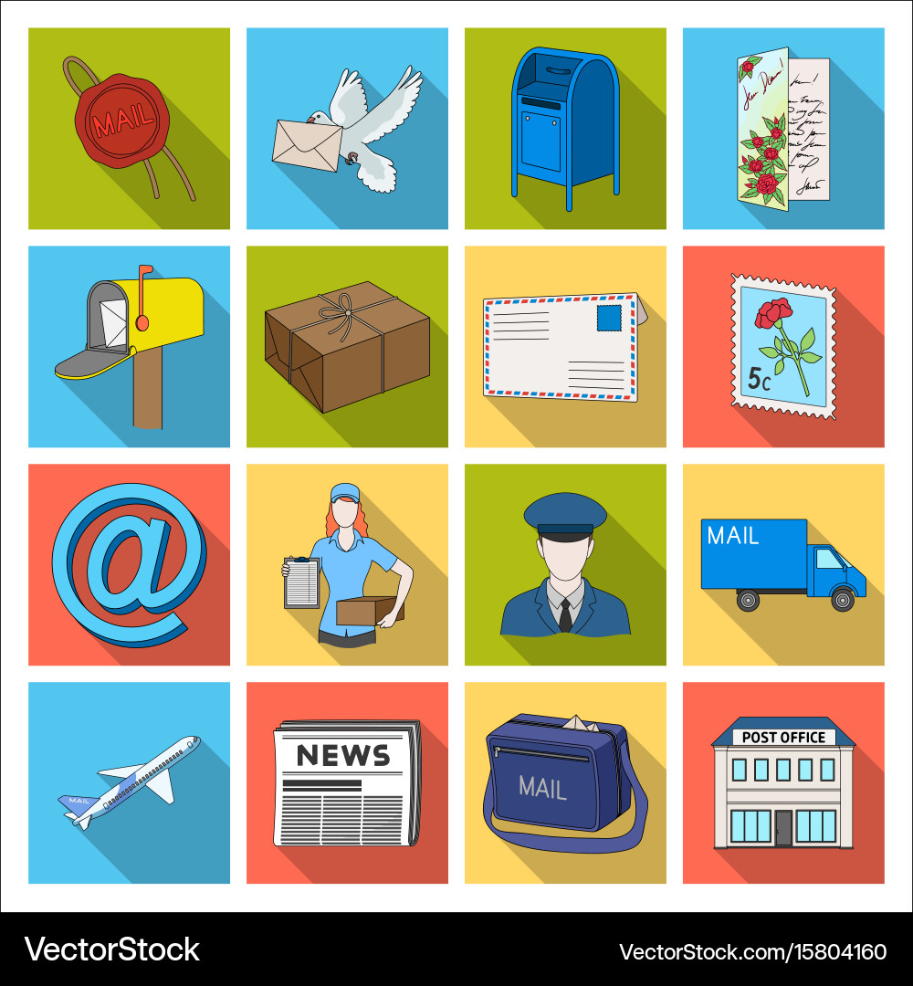 Postman envelope mail box and other attributes vector image