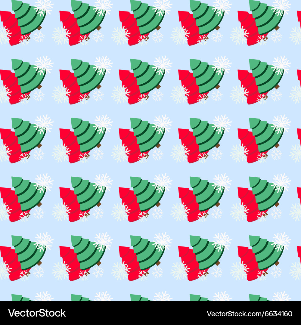Seamless pattern with christmas tree and snowflake Vector Image