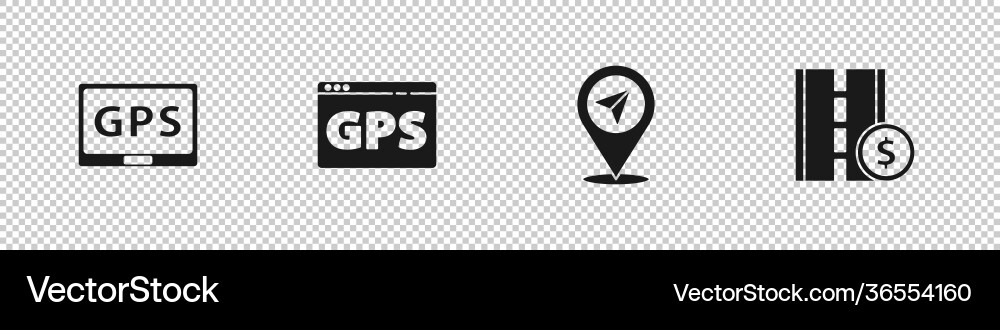 Set gps device with map location and toll road Set gps device with map location and toll road Vector Image
