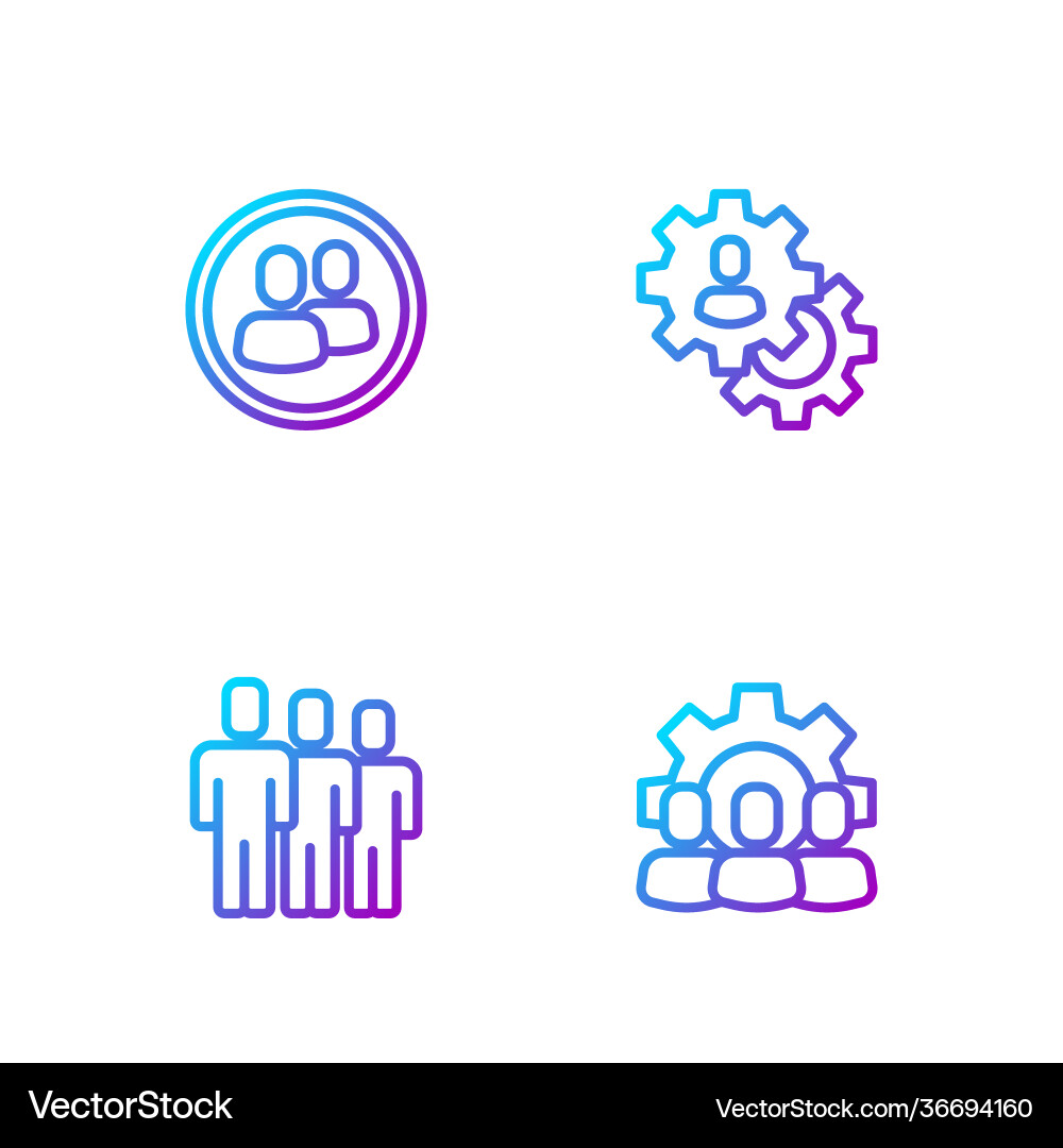 Set line project team base users group and head Set line project team base users group and head vector image