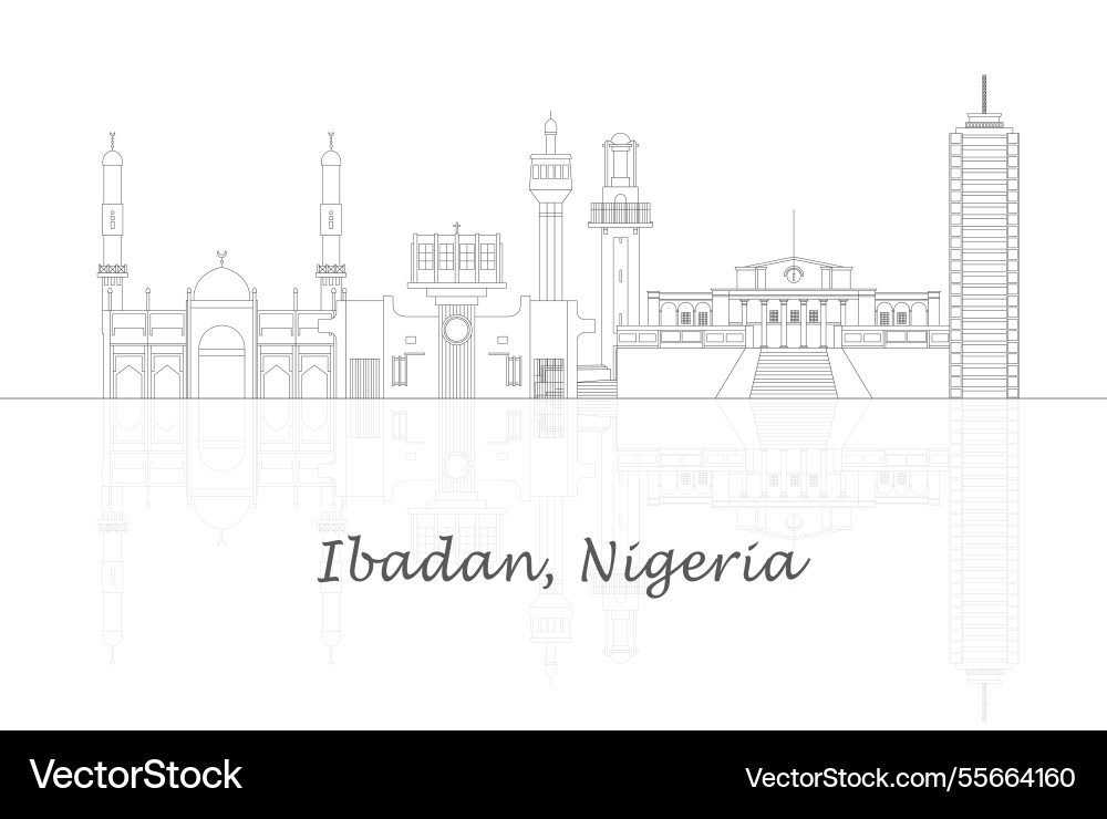 Skyline panorama of city ibadan nigeria Skyline panorama of city ibadan nigeria vector image