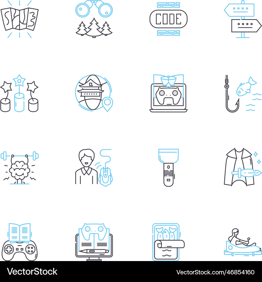 Telecommuting option linear icons set flexibility Telecommuting option linear icons set flexibility Vector Image