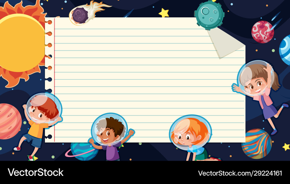 Border template with space theme in background Border template with space theme in background Vector Image