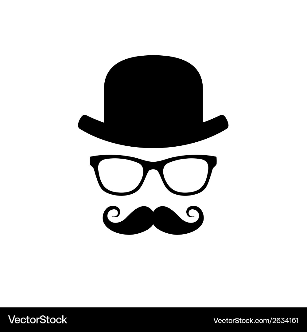 Classic Mustache & Glasses Set Vector Image