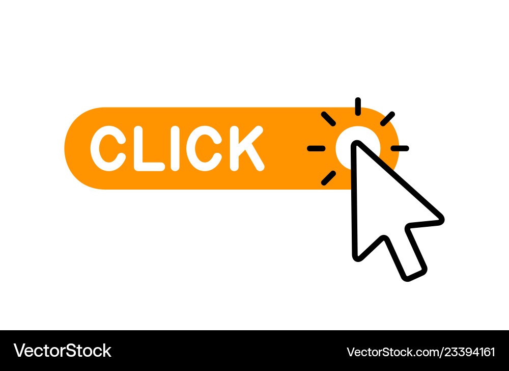 Click here button with cursor icon vector image