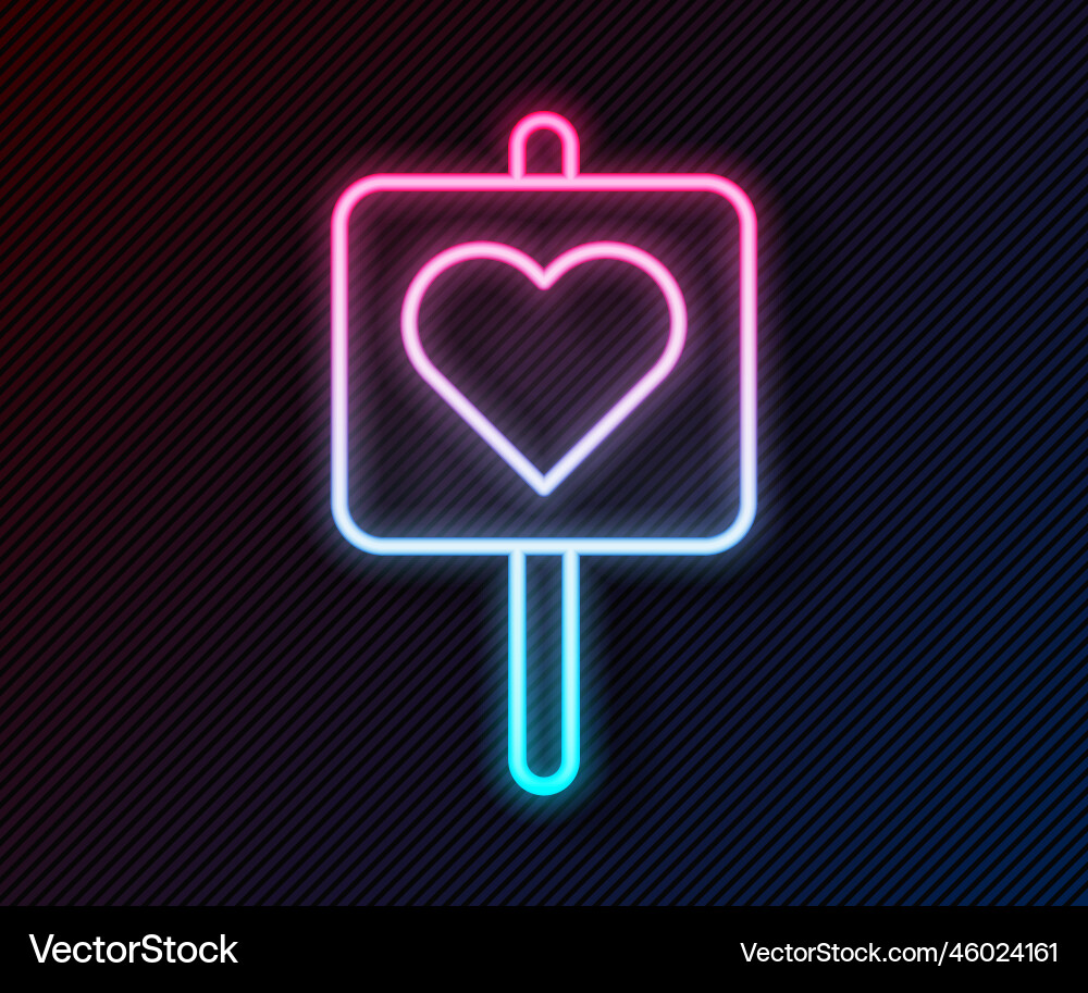 Glowing neon line map pointer with heart icon Glowing neon line map pointer with heart icon vector image