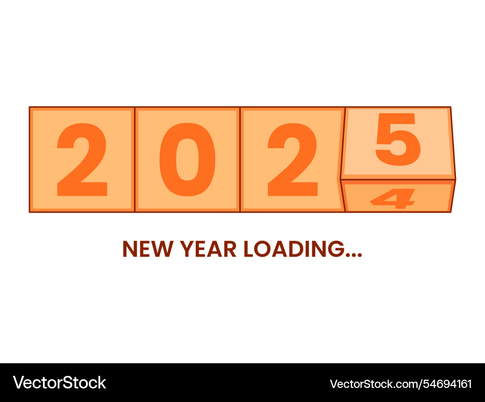 Happy new year loading 2025 boxes Royalty Free Vector Image