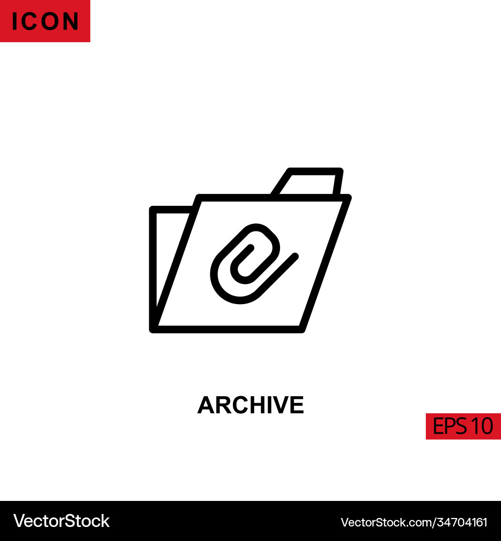 Icon folder file archive outline line or linear Icon folder file archive outline line or linear vector image