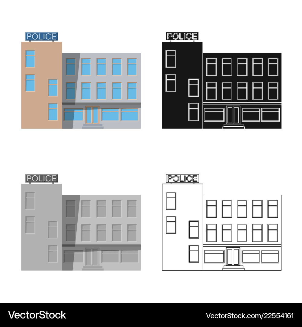 Isolated object of building and front sign set vector image