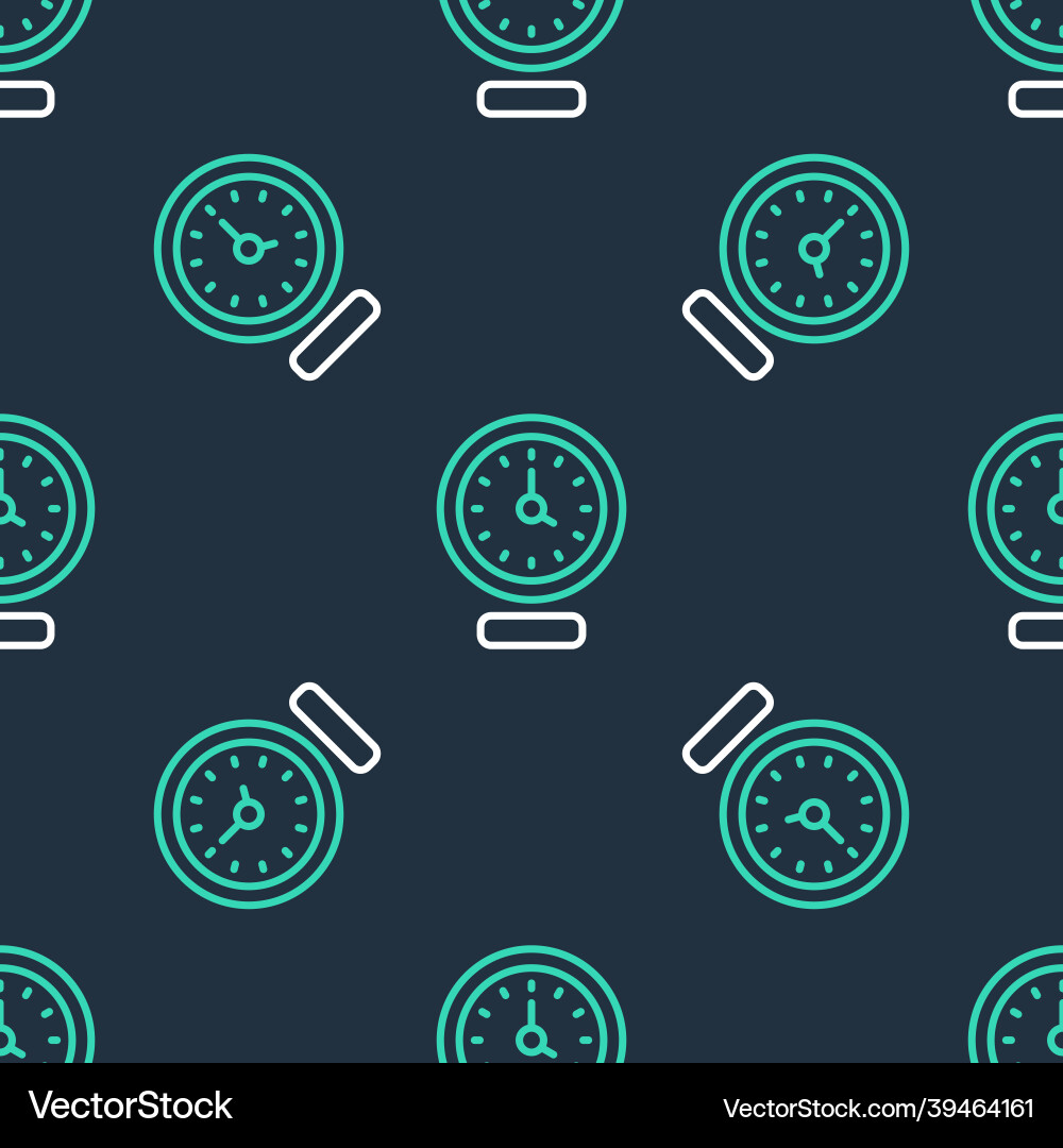 Line clock icon isolated seamless pattern on black Line clock icon isolated seamless pattern on black Vector Image
