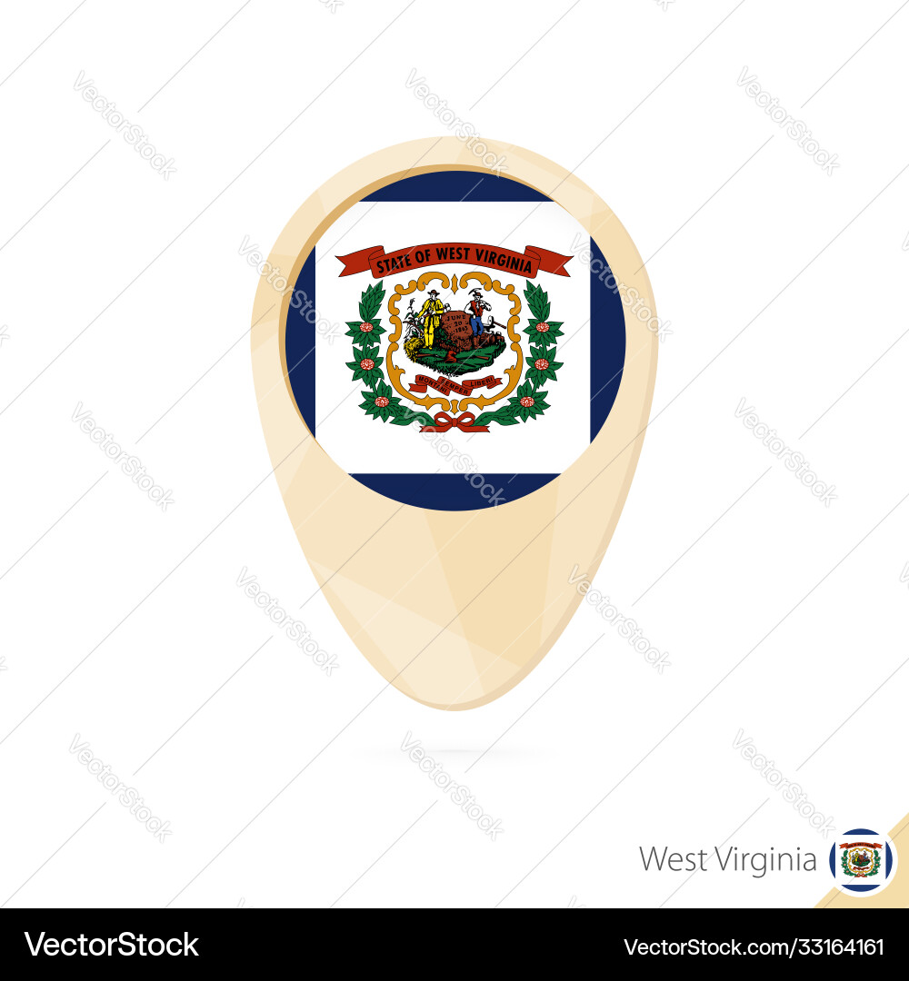 Map pointer with flag west virginia orange vector image