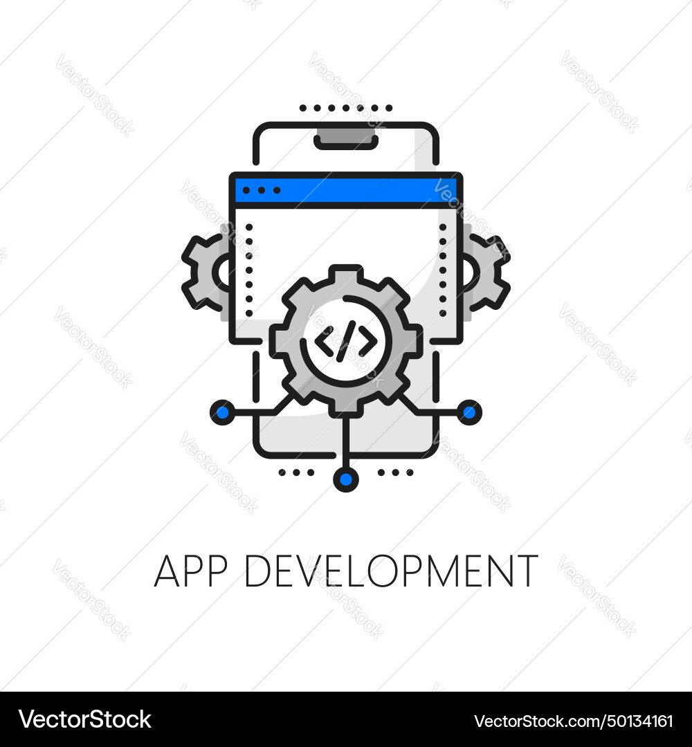 Mobile application coding software develop icon Mobile application coding software develop icon vector image