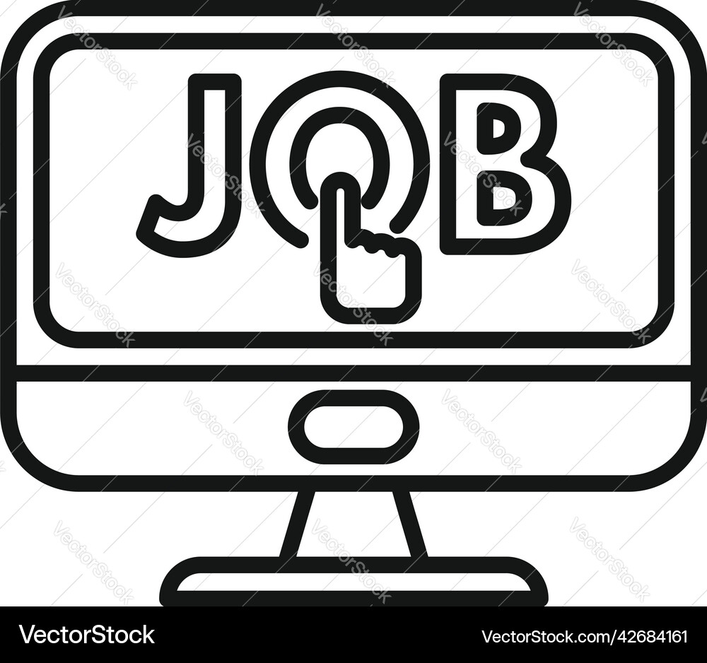 Online job click icon outline computer Online job click icon outline computer vector image