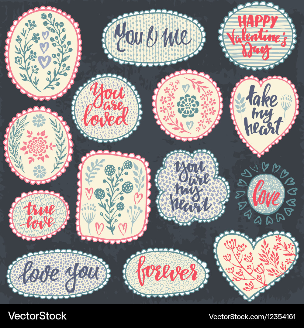 Pattern collection in retro style with hand vector image