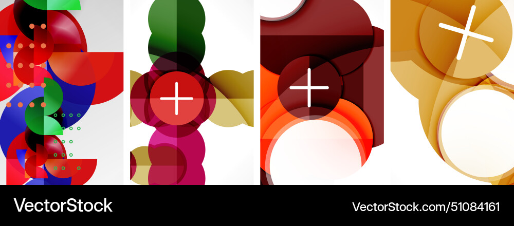 Product design with four colored objects featuring Product design with four colored objects featuring Vector Image