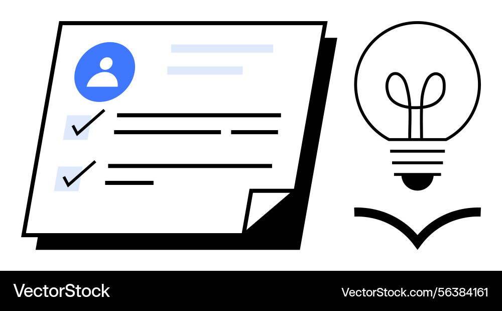Profile checklist with lightbulb representing Profile checklist with lightbulb representing vector image