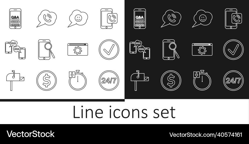 Set line clock 24 hours check mark in circle Set line clock 24 hours check mark in circle vector image