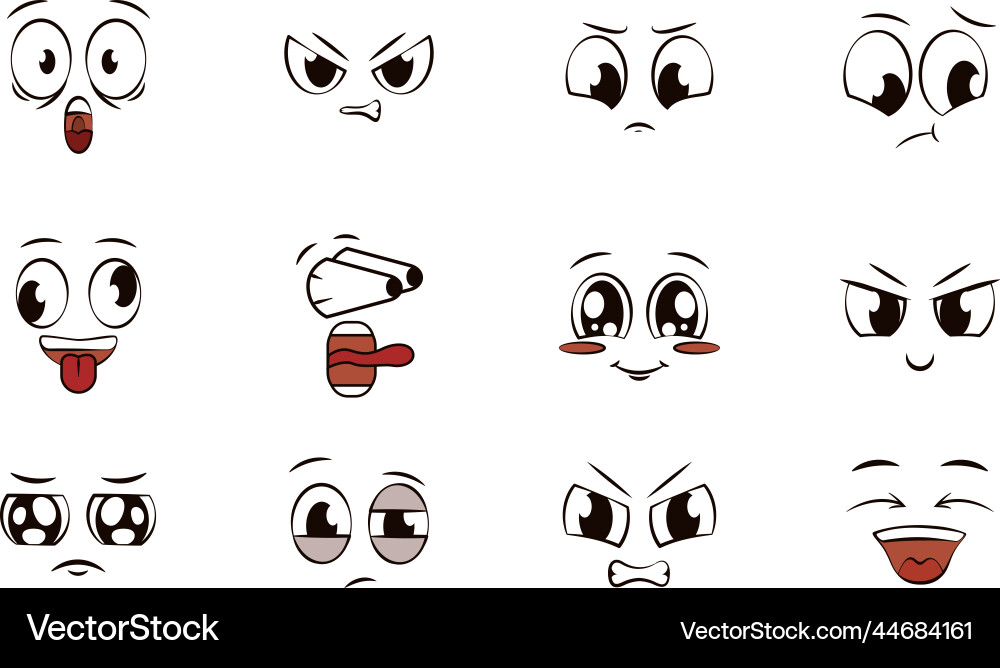 Set of different face expression avatars Vector Image