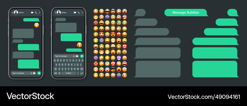 Smartphone messaging app user interface Smartphone messaging app user interface vector image