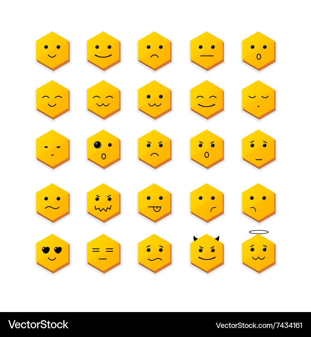 Smile icon set with different face vector image