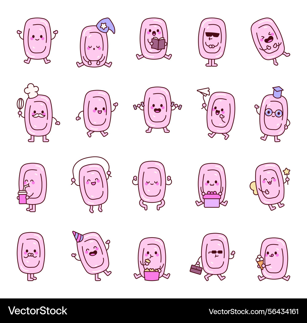 Soap cartoon characters with emotions and actions Vector Image