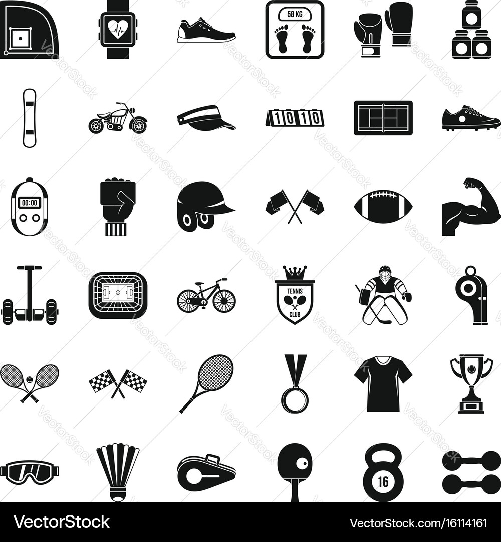 Training icons set simple style Vector Image