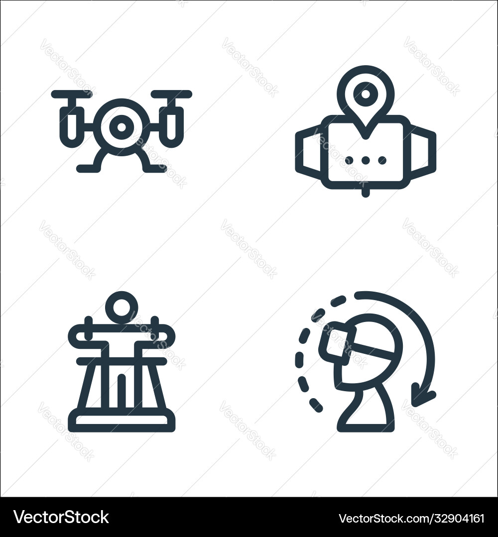 Virtual reality line icons linear set quality Virtual reality line icons linear set quality vector image