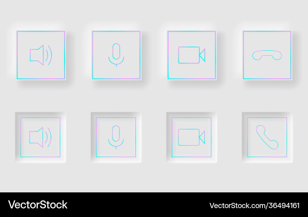 White square buttons in neomorphism design style vector image