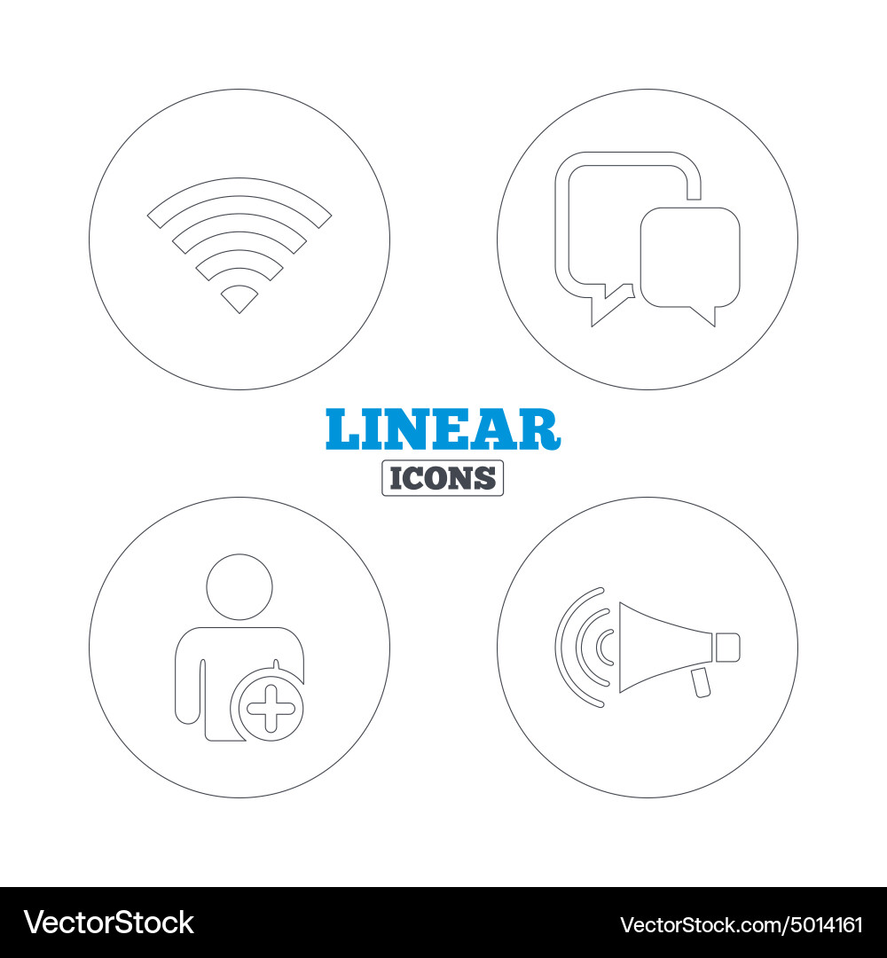Wifi and chat bubbles add user megaphone vector image