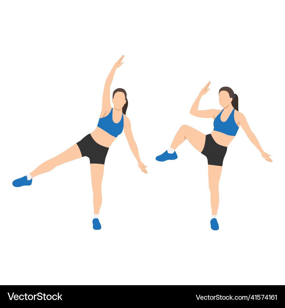 Woman doing single leg side crunch exercise Vector Image