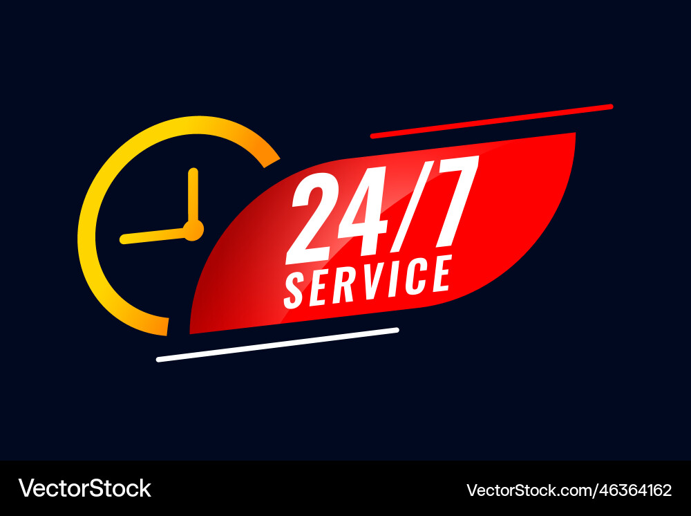 24 hour and 7 days service background with clock Vector Image