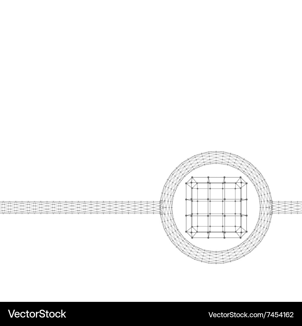 Cube of lines and dots molecular lattice Vector Image