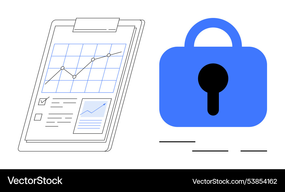 Data analytics and security concept with report Data analytics and security concept with report vector image