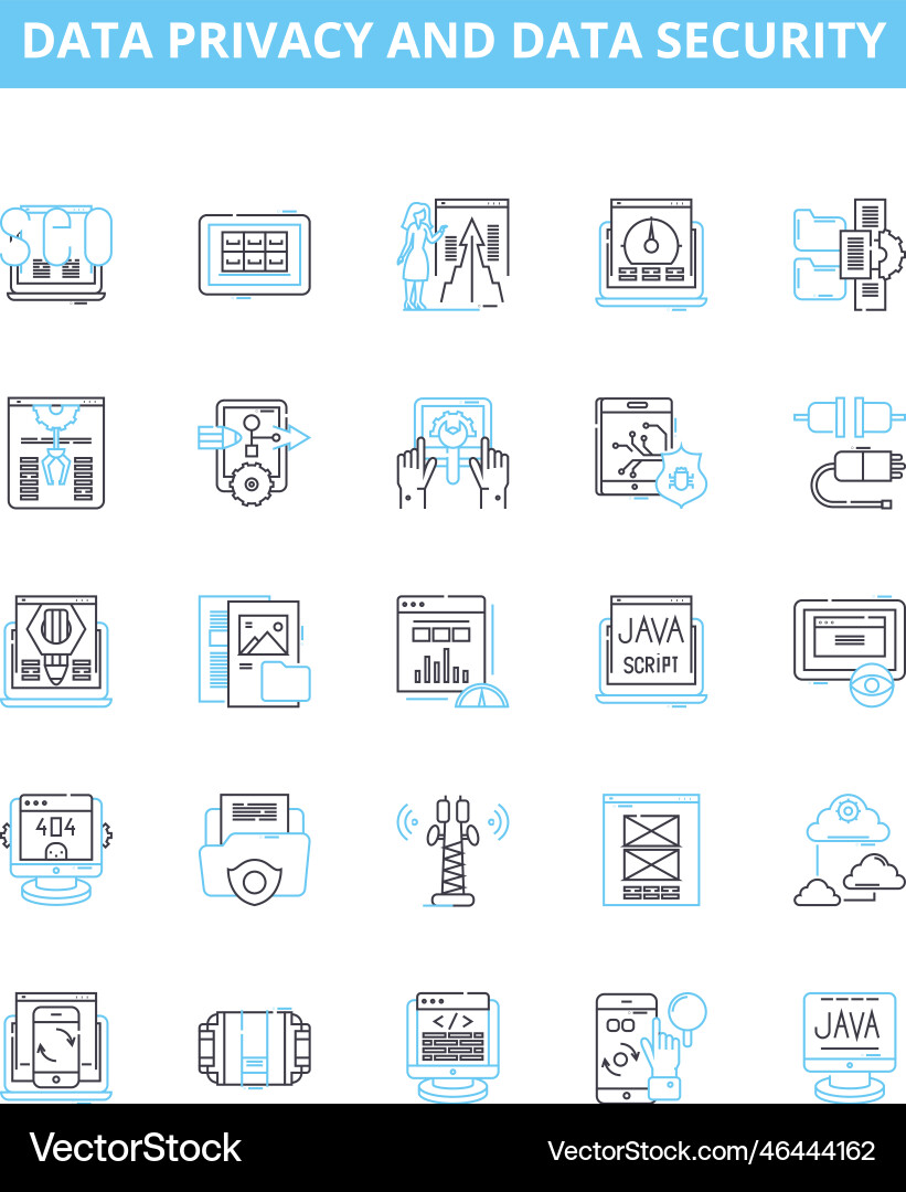 Data privacy and security line icons Vector Image