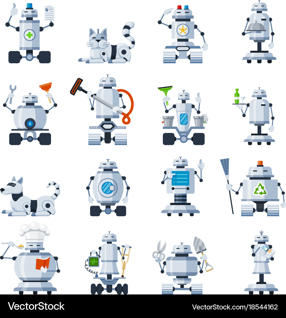 Domestic Robot Collection Vector Image
