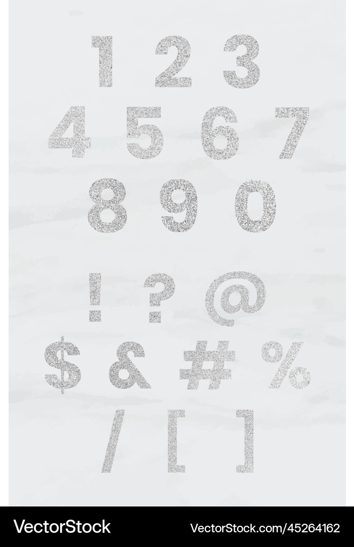 Glitter number and character collection Vector Image