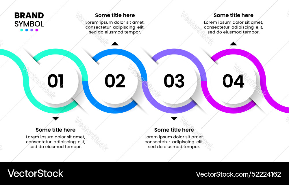 Infographic template 4 connected circles in a row Infographic template 4 connected circles in a row vector image